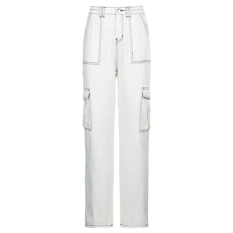 BLACK/WHITE/BLUE RETRO TOPSTITCH POCKET JEANS UB2476