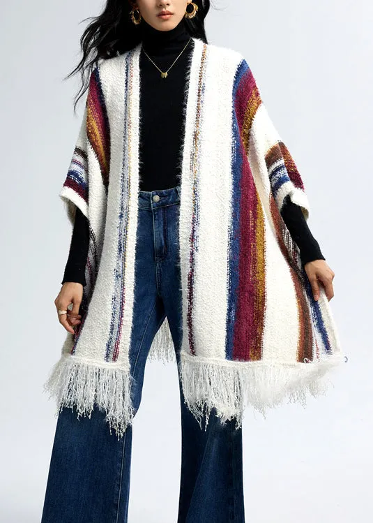 Boutique Tassel Striped Cozy Oversized Knit Shawl