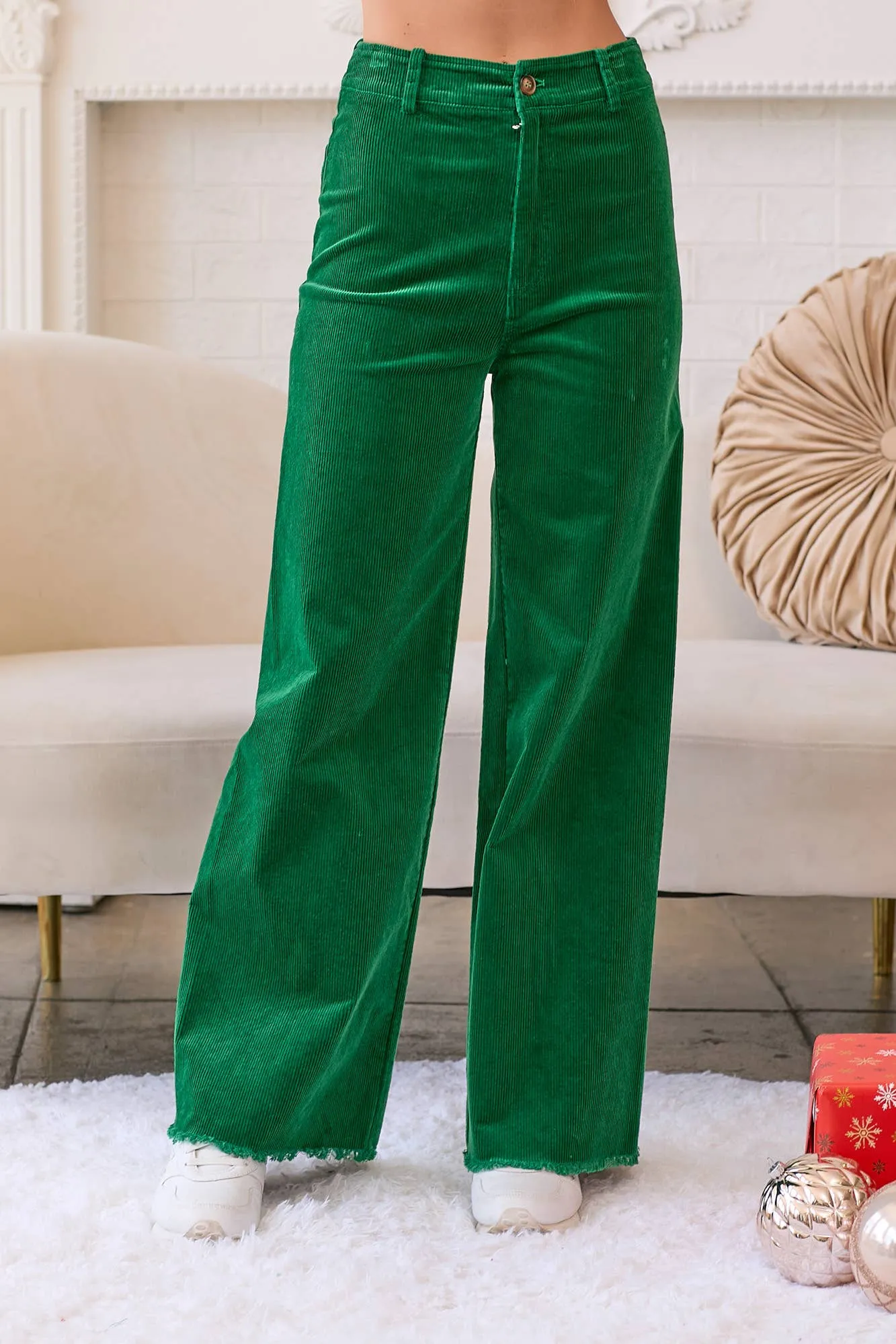 Bow Corduroy Stretch Pants