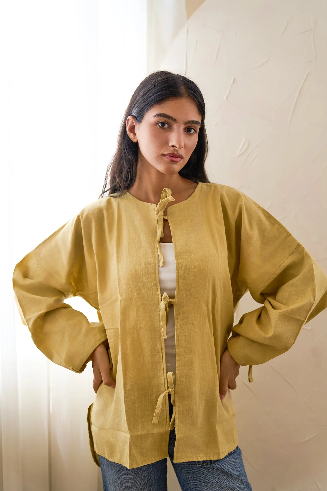 Bow Shirt In In Flax