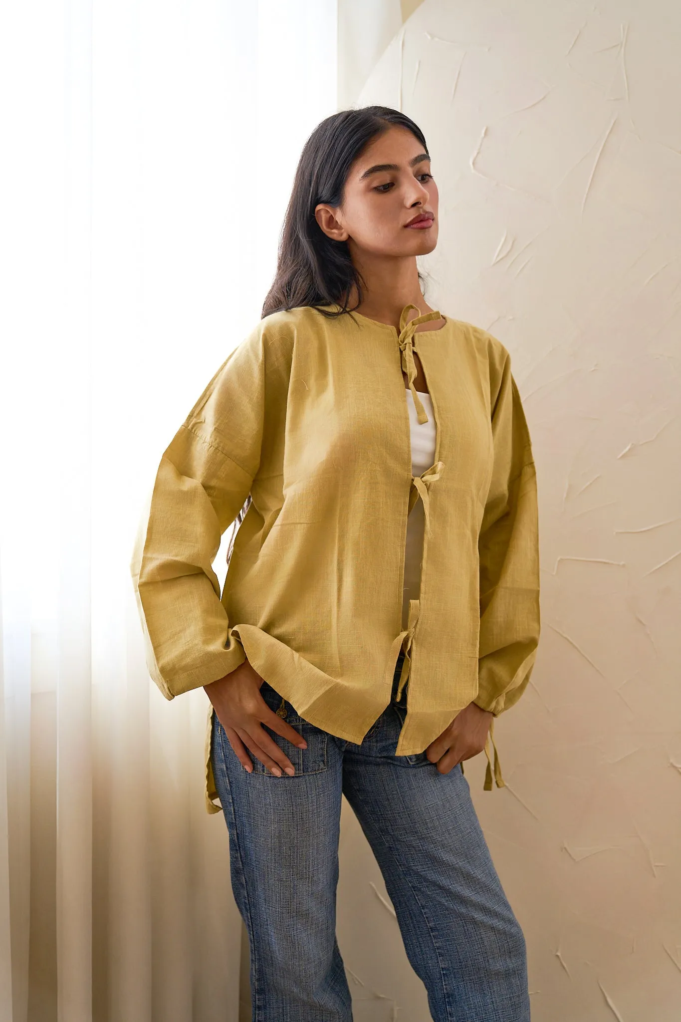 Bow Shirt In In Flax