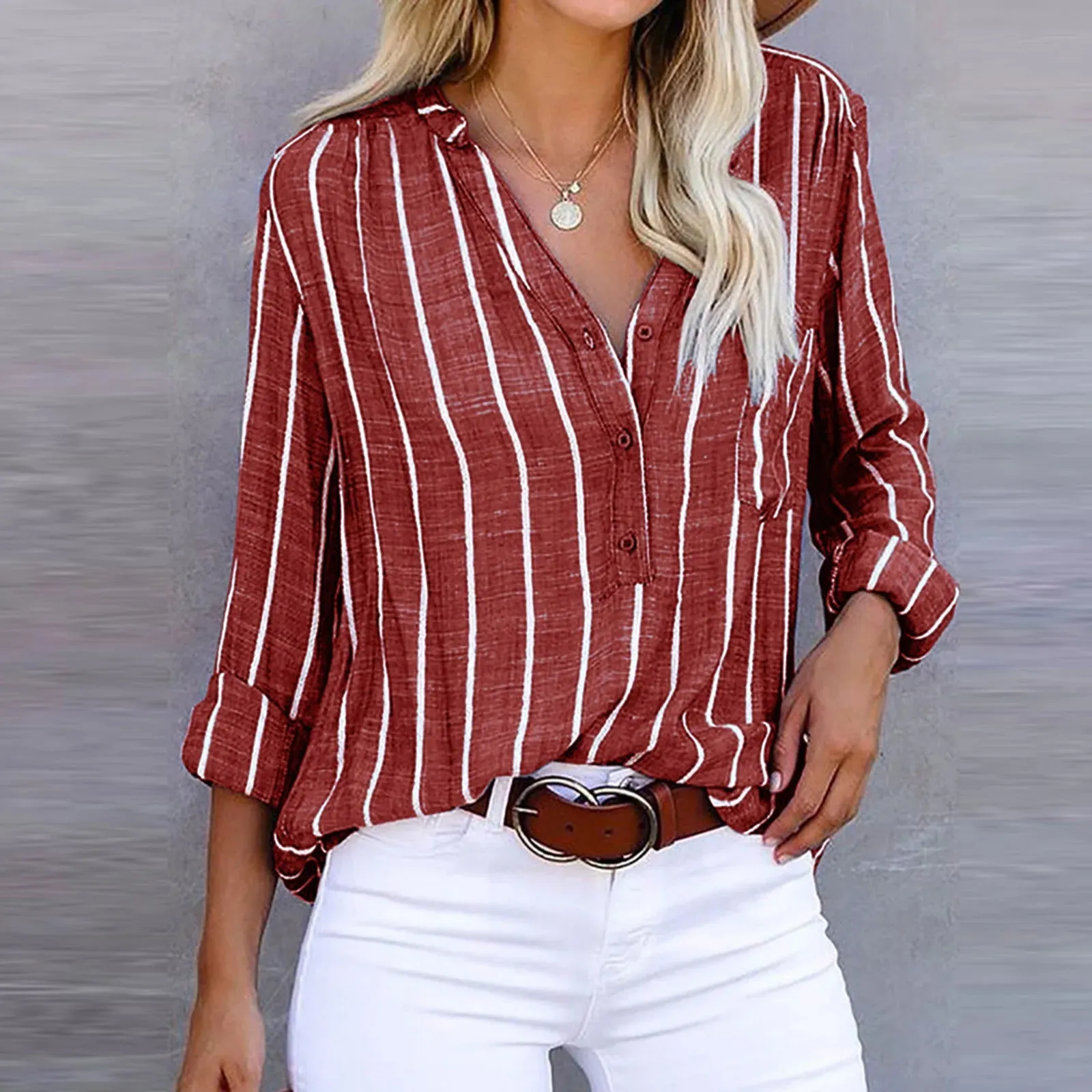 Brinn® | Pleated Striped Blouse For Women