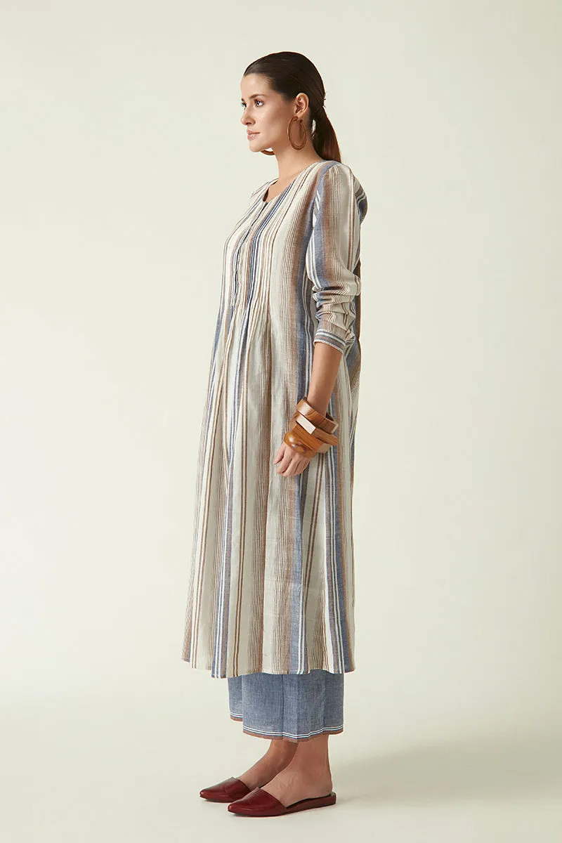 Brown Blue Keith Striped Dress
