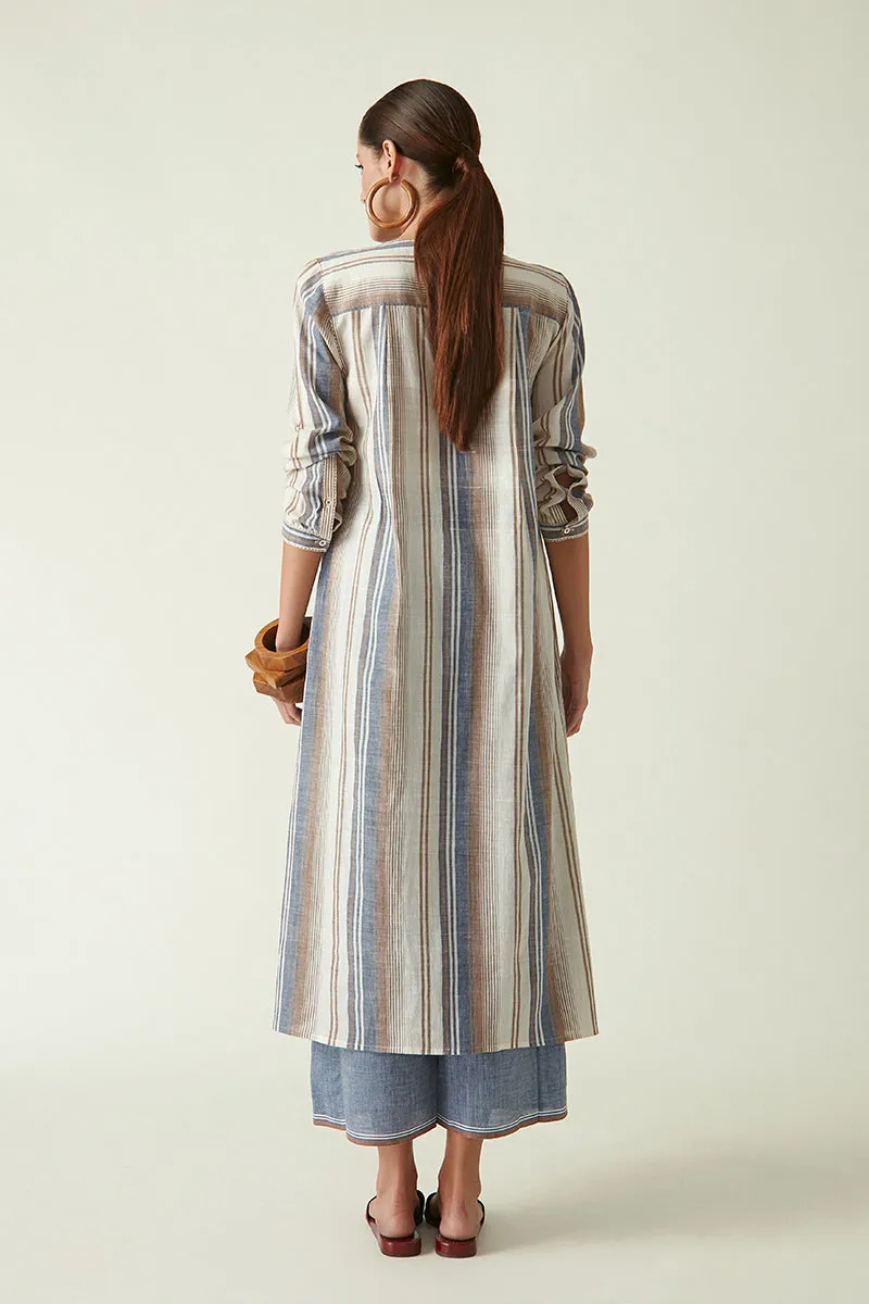 Brown Blue Keith Striped Dress
