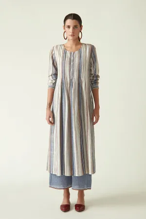 Brown Blue Keith Striped Dress