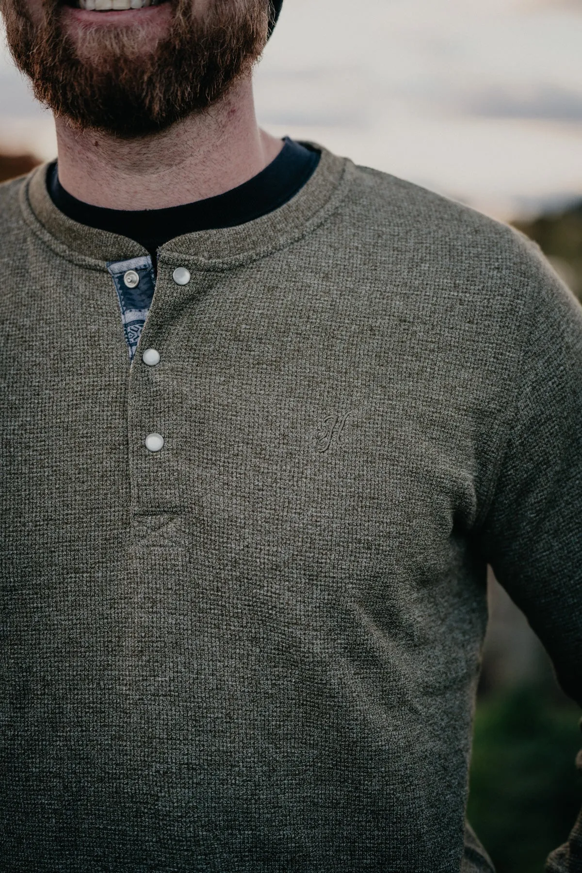 'Bryce' Hooey Men's Thermal Henley T-shirt (1 S & 1 XXL Only)