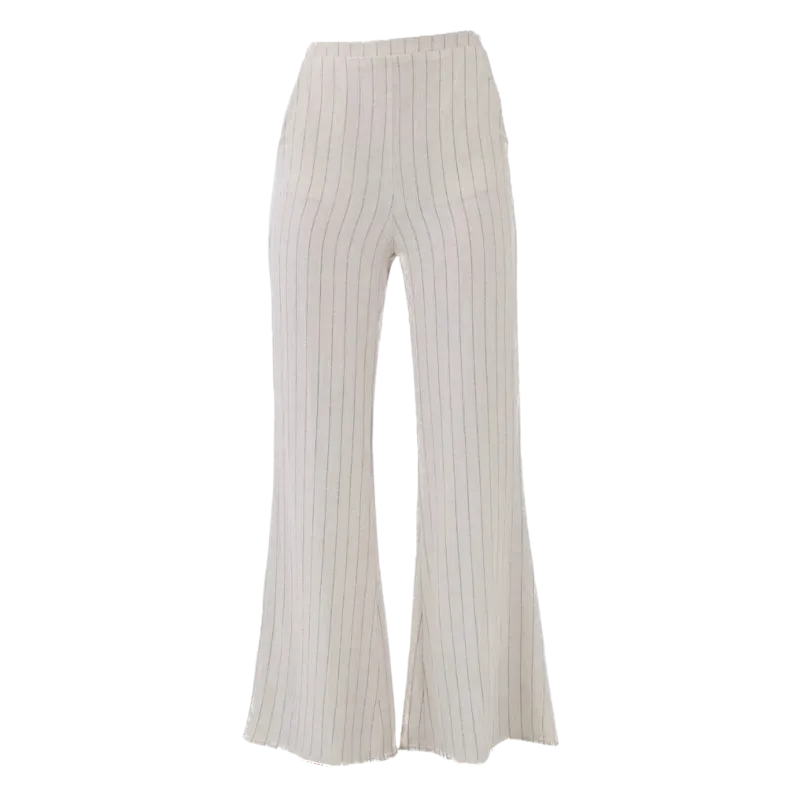 Business Casual Pinstripe Semi Flared Pants -Natural