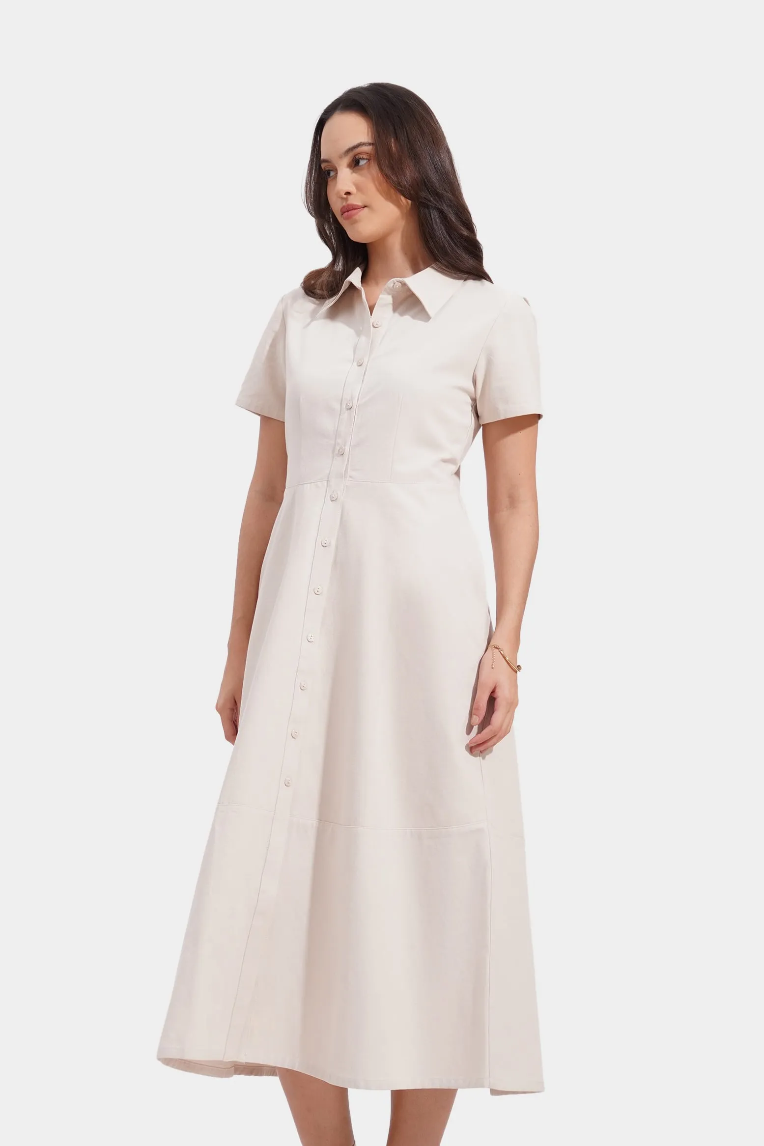 Button Down Mini Shift Dress