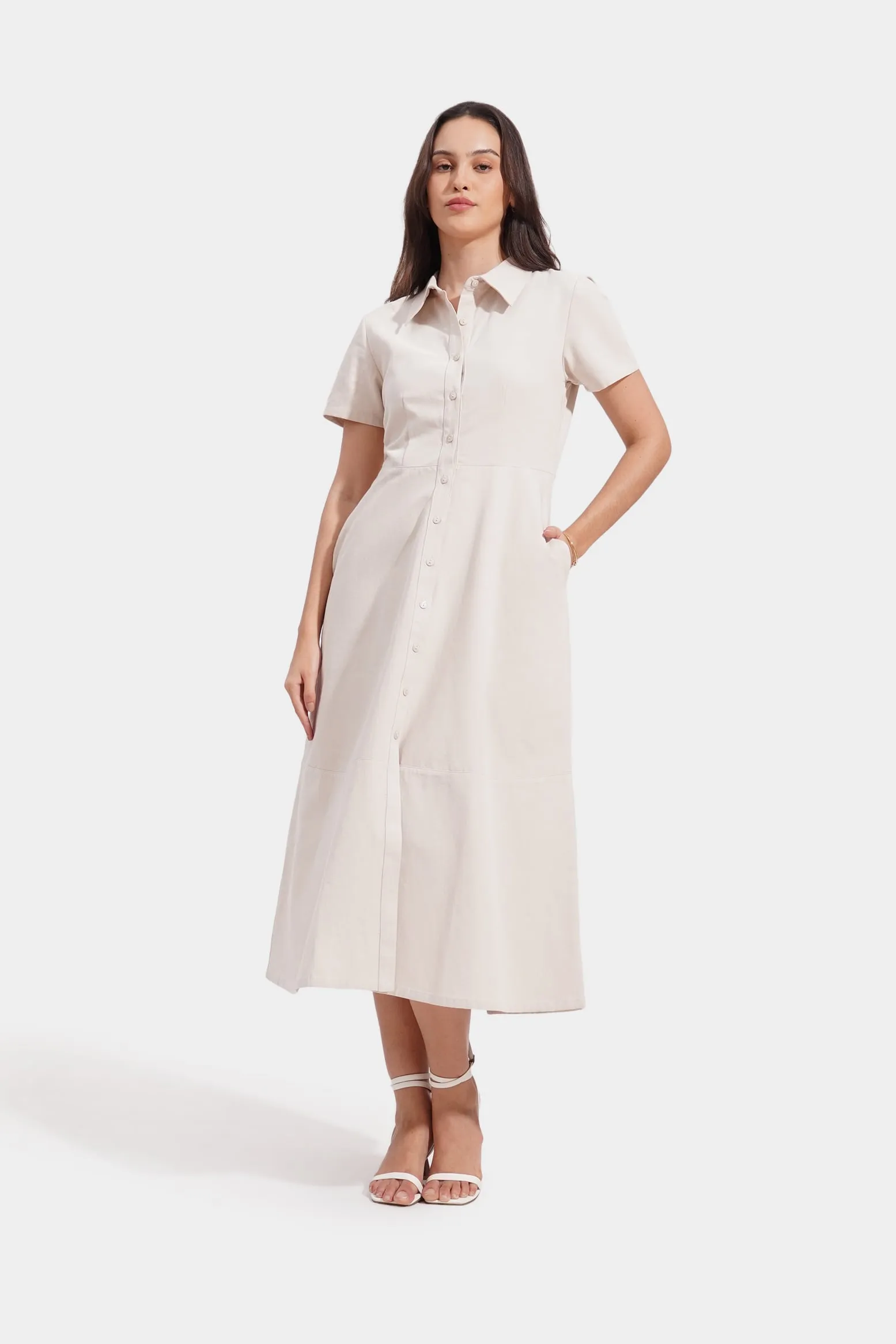 Button Down Mini Shift Dress