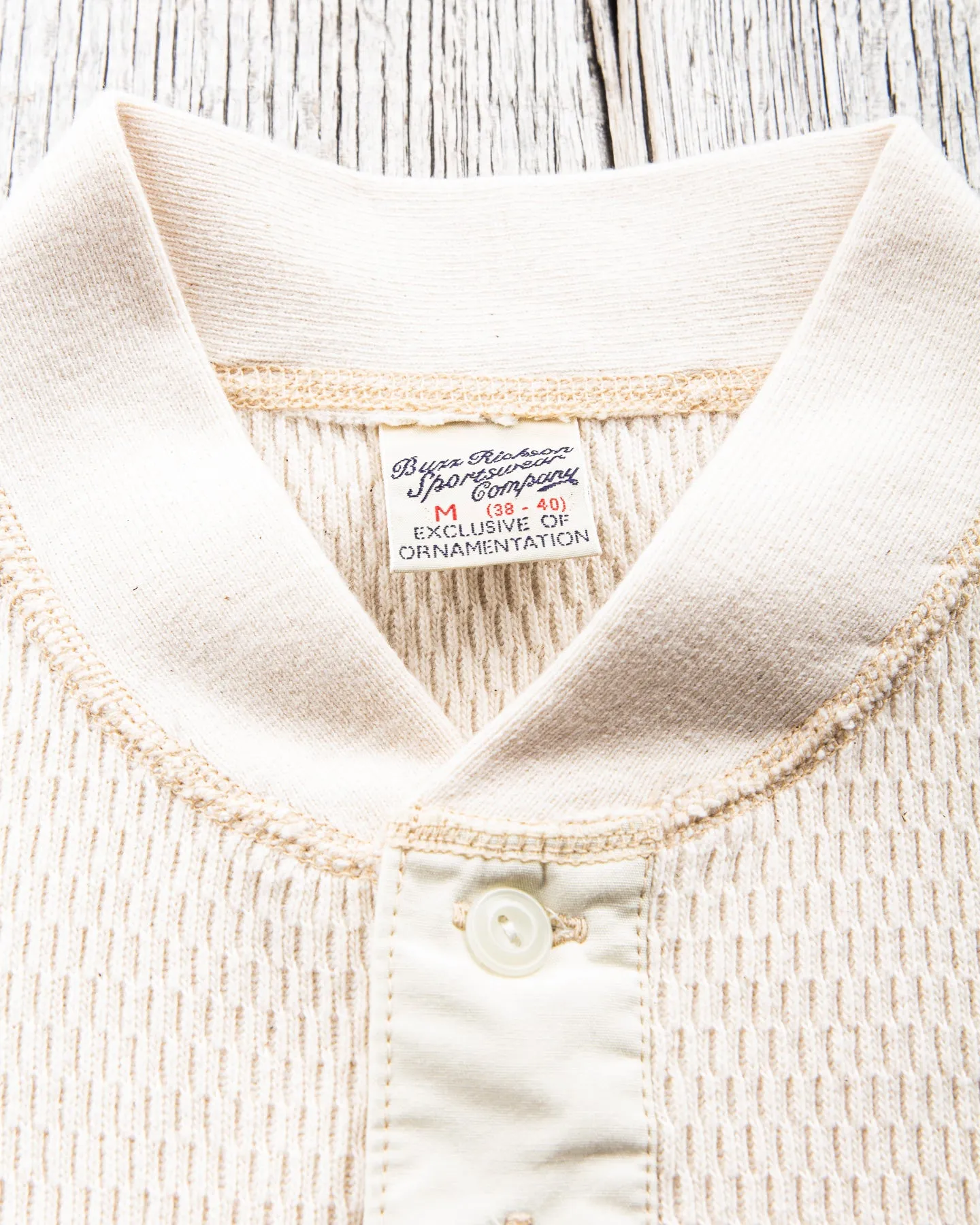 Buzz Rickson Long Sleeve Thermal Henley Shirt White