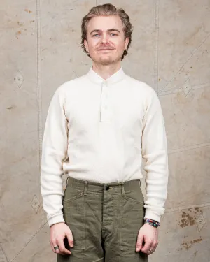 Buzz Rickson Long Sleeve Thermal Henley Shirt White