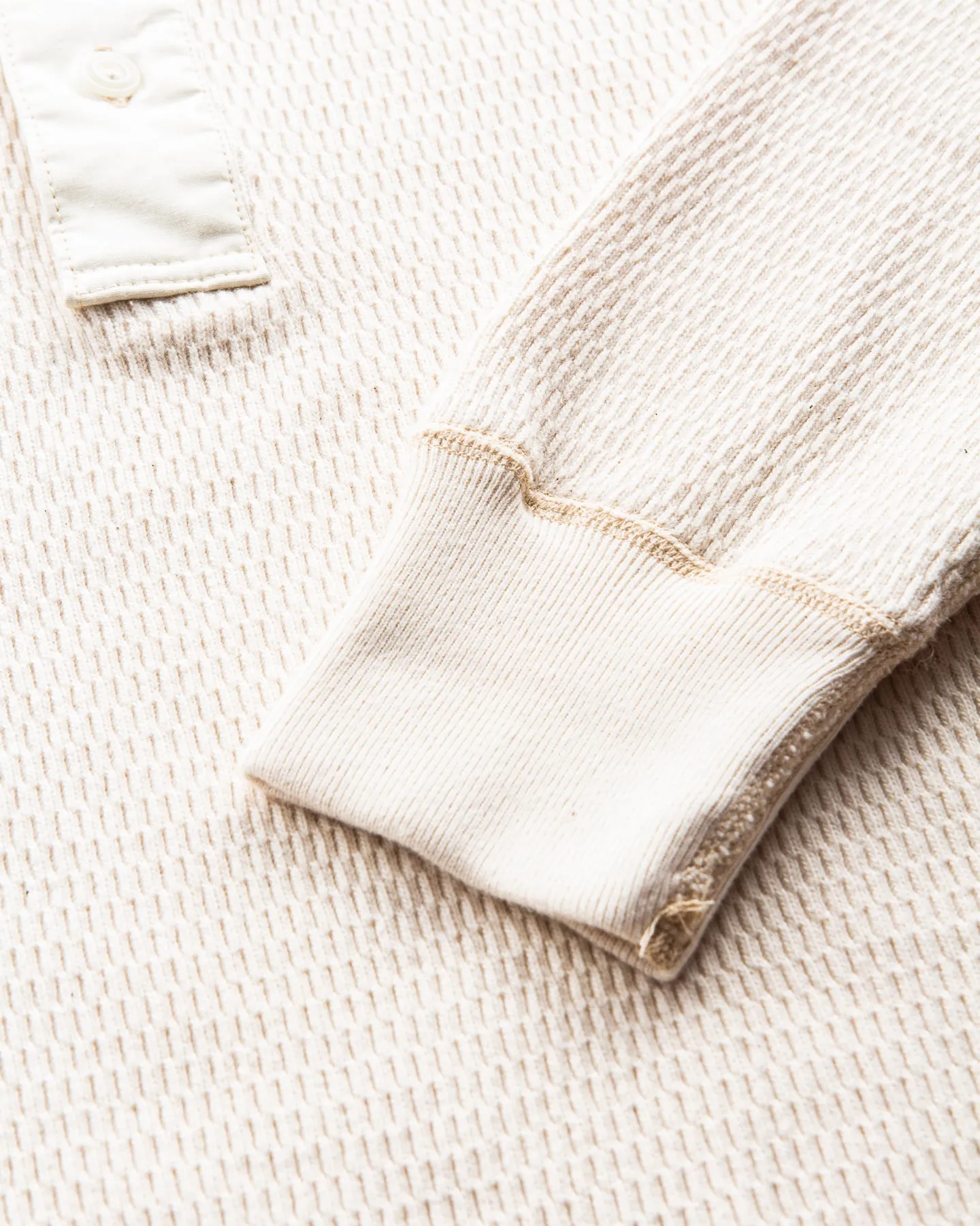 Buzz Rickson Long Sleeve Thermal Henley Shirt White