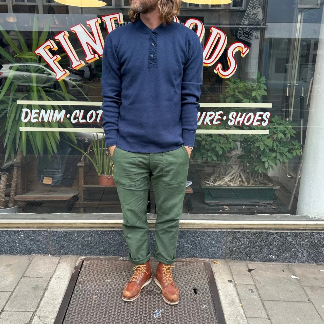 buzz rickson's | l-s thermal henley - navy