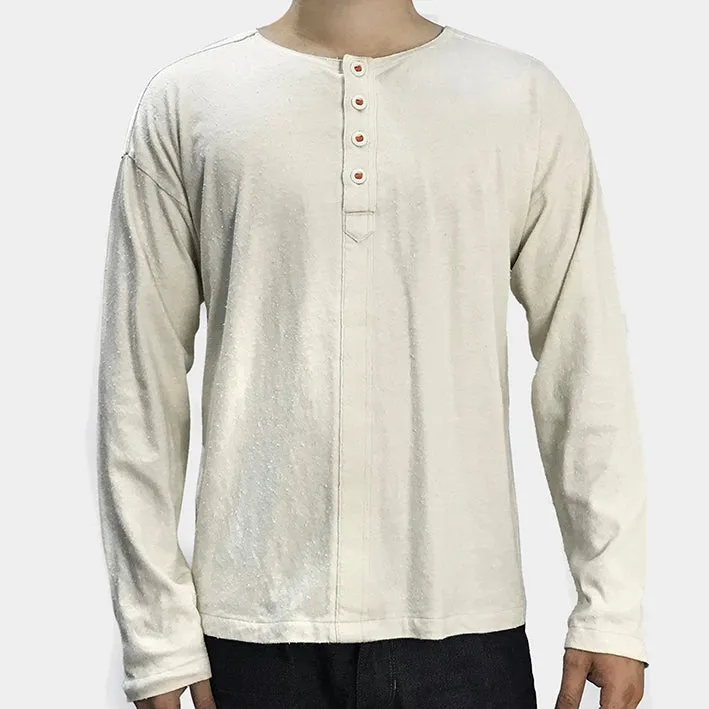 BZEN INDOCHINE - M.3068 CALEB RELAX FIT 4 BUTTON HENLEY-E0 OFF WHITE