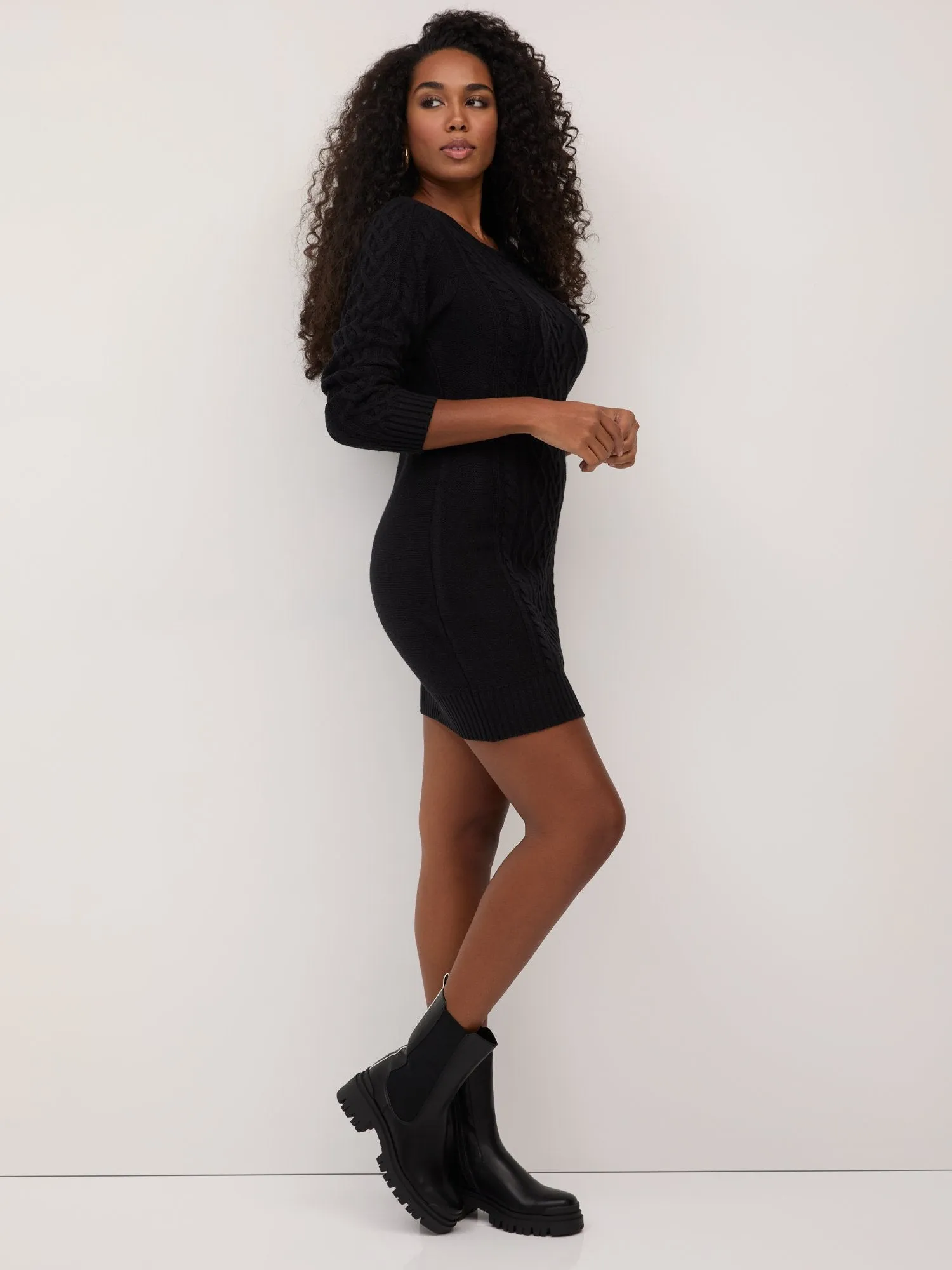 Cable-Knit Sweater Dress