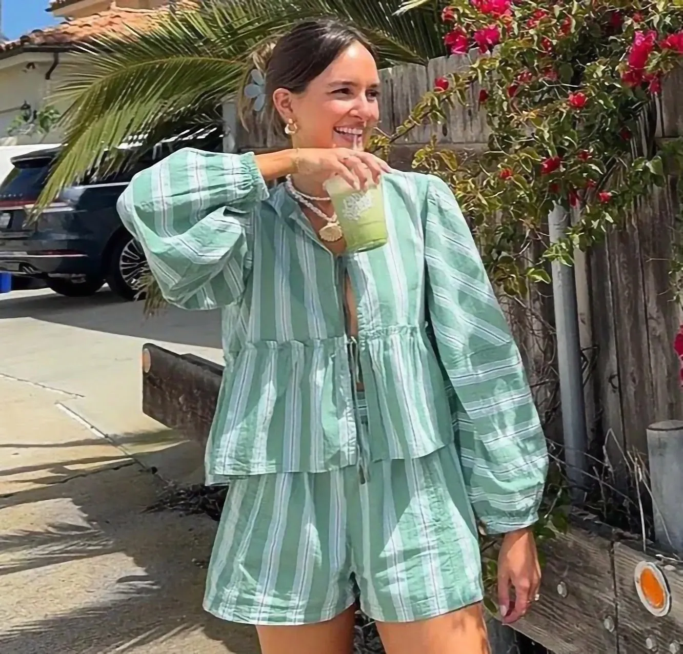 Calista – Trendy Women's Striped Summer Set