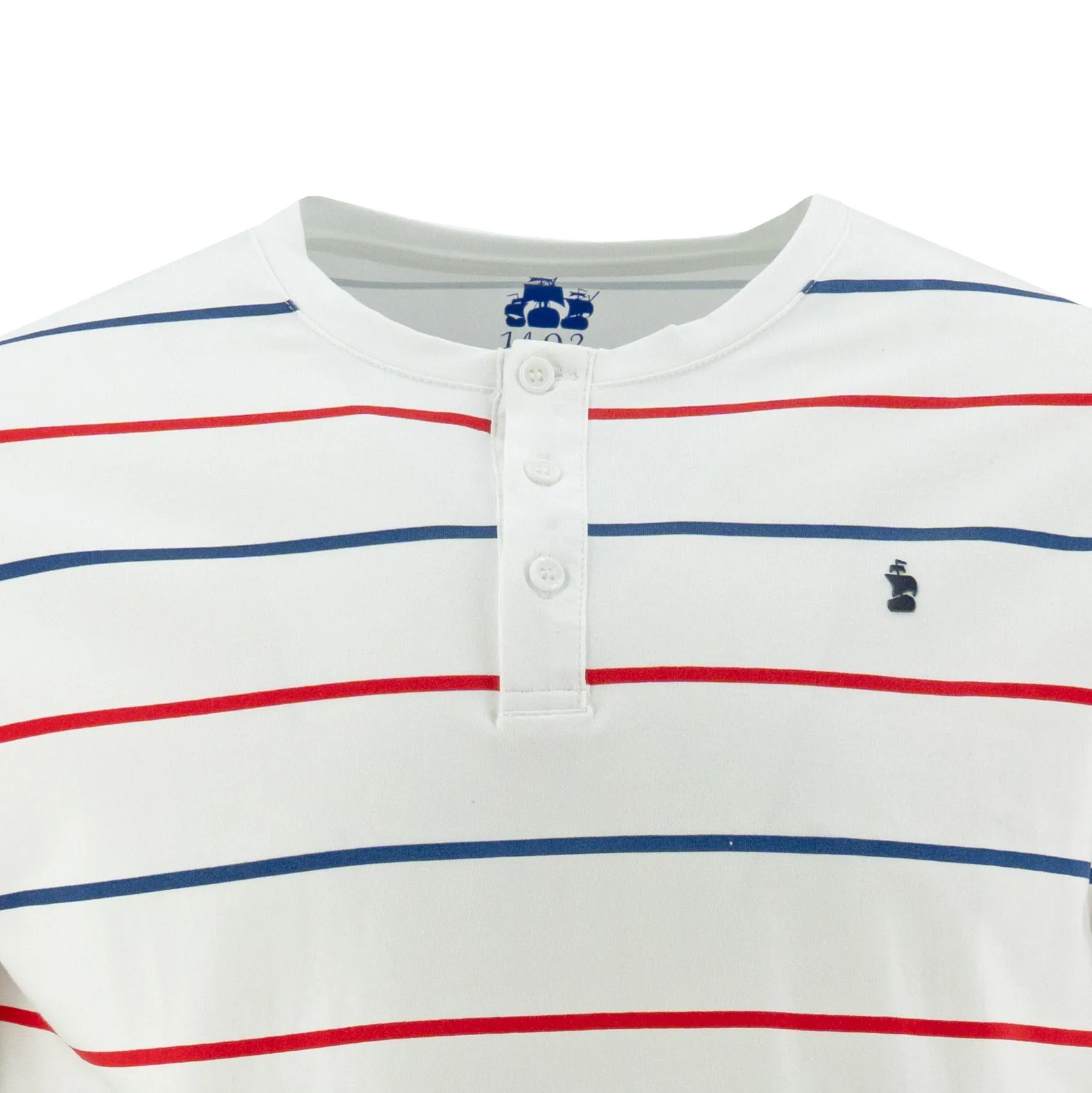 Camiseta 1492 Mangas Cortas Cuello Henley Rayas Para Niños