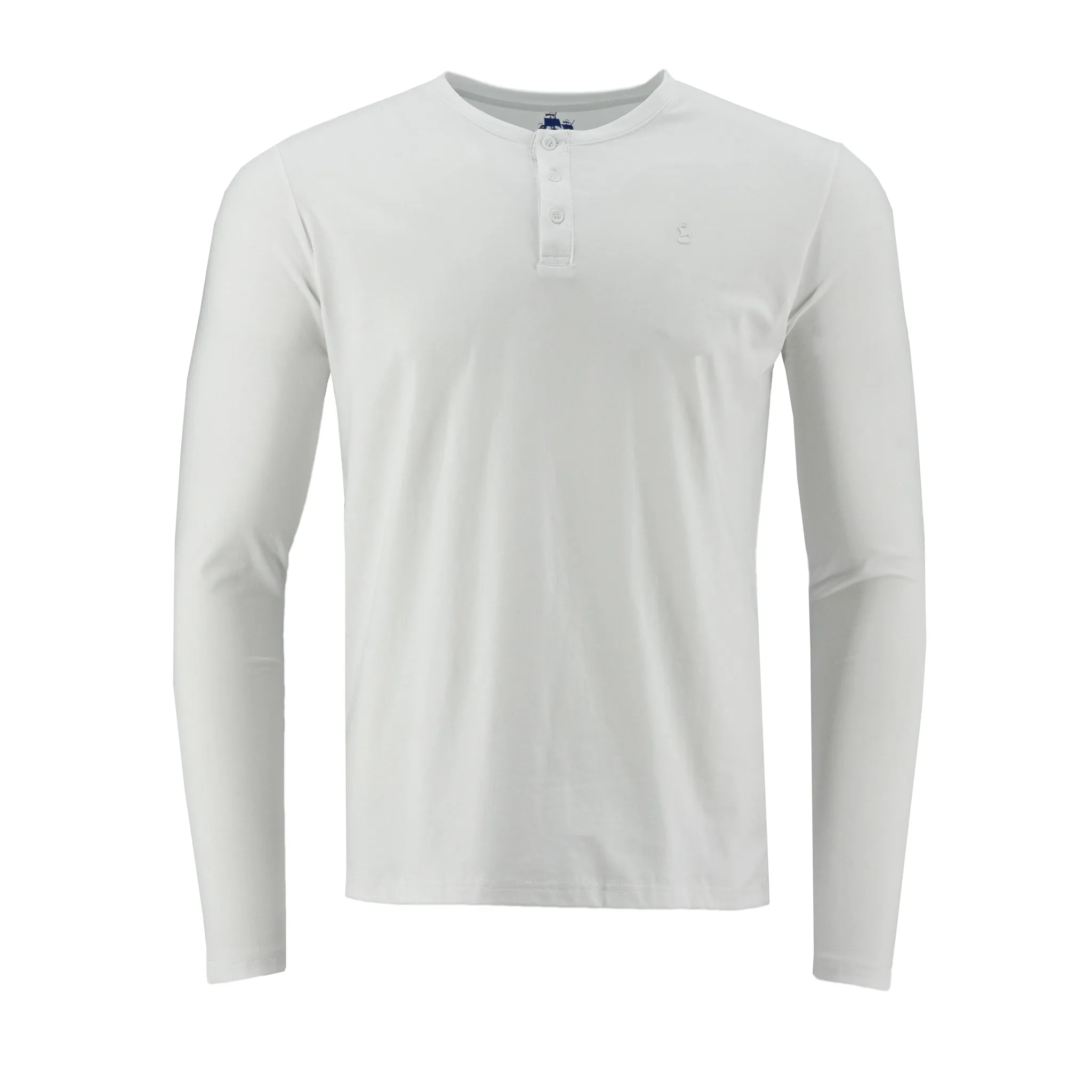 Camiseta 1492 Mangas Largas Cuello Henley Lisa Para Caballeros