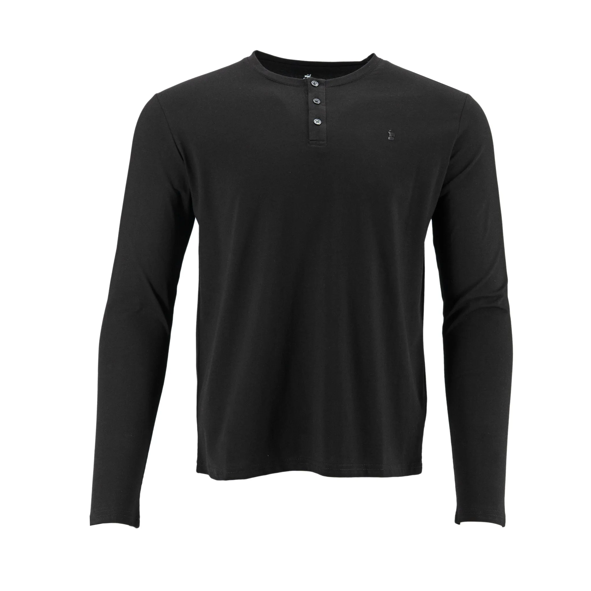 Camiseta 1492 Mangas Largas Cuello Henley Lisa Para Caballeros