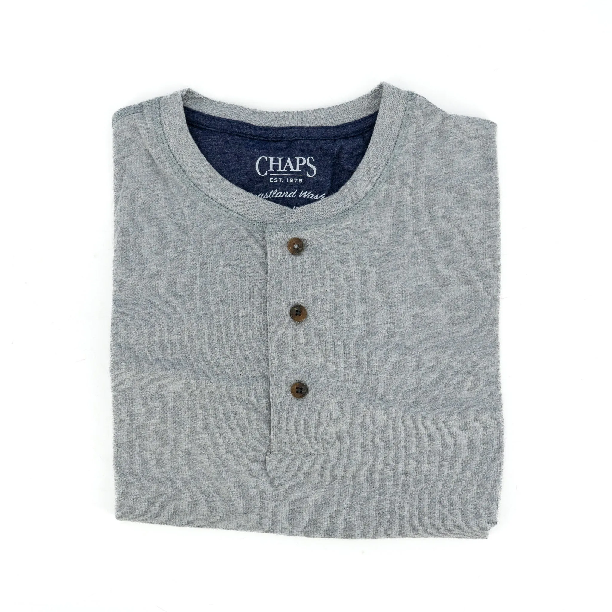 Camiseta Chaps Mangas Cortas Cuello Henley Lisa P/ Caballeros