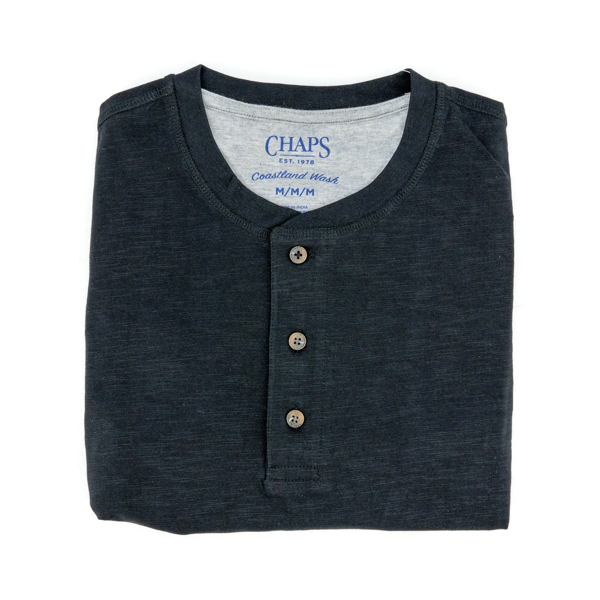 Camiseta Chaps Mangas Cortas Cuello Henley Lisa P/ Caballeros