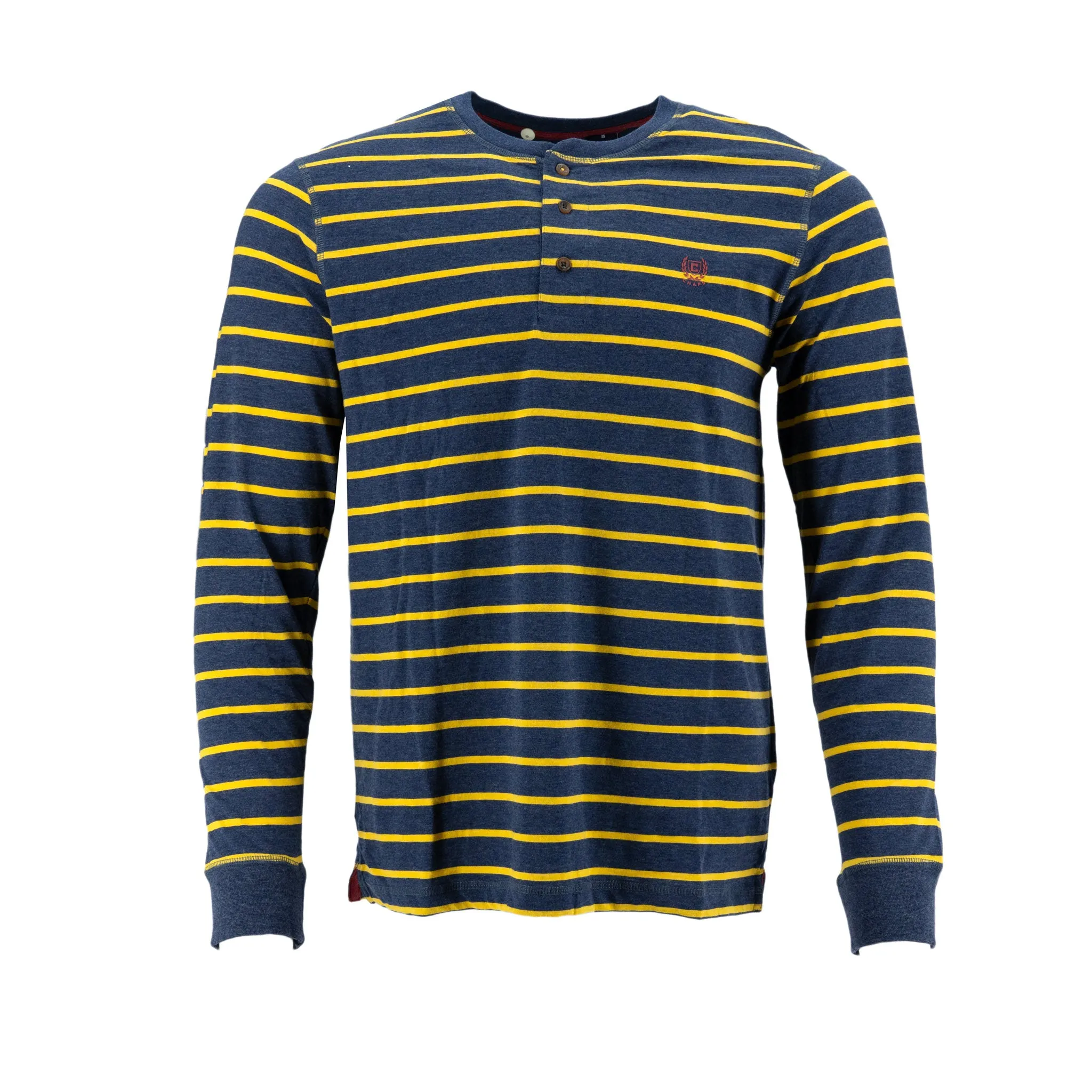 Camiseta Chaps Mangas Largas Cuello Henley Rayas P/ Caballeros
