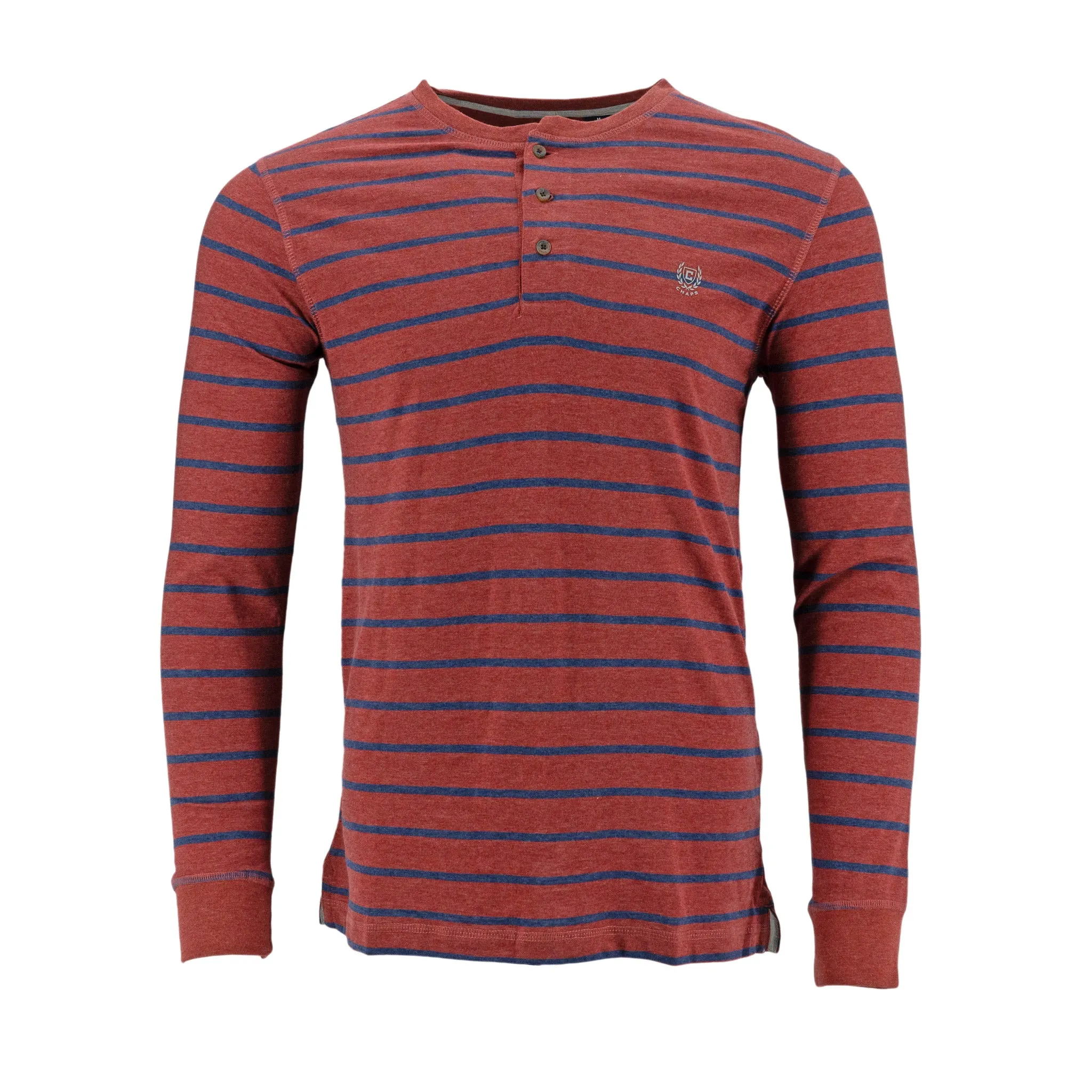 Camiseta Chaps Mangas Largas Cuello Henley Rayas P/ Caballeros