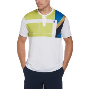 Camiseta Penguin Mangas Cortas Cuello Henley Estampada P/ Caballeros