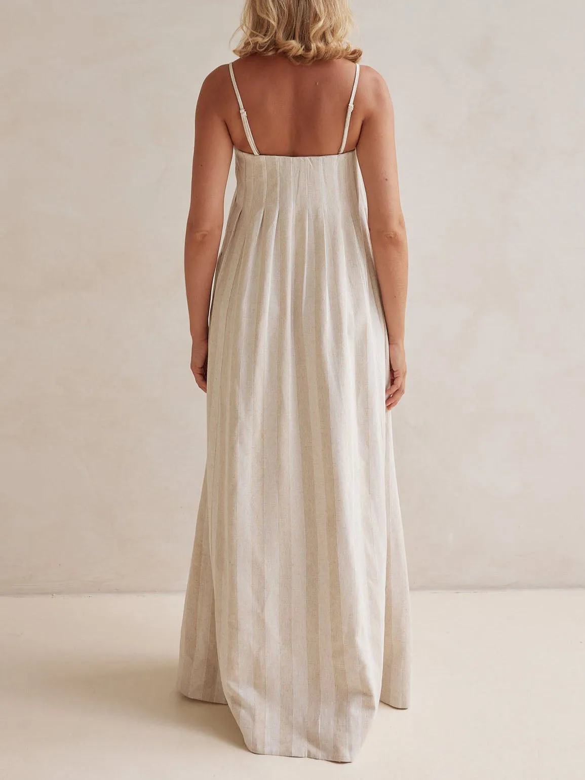 Casual Fashion Halter Neck Striped Maxi Dress