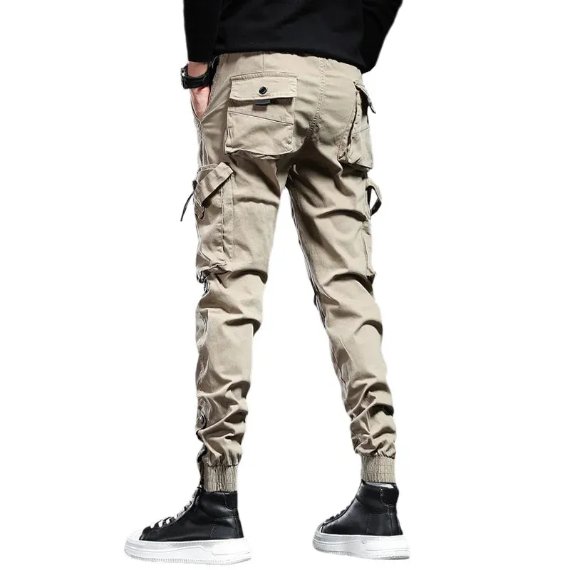 Casual Khaki Cargo Pants - Men's Fashion Streetwear Tactical Multi-Pocket Cotton Trousers
