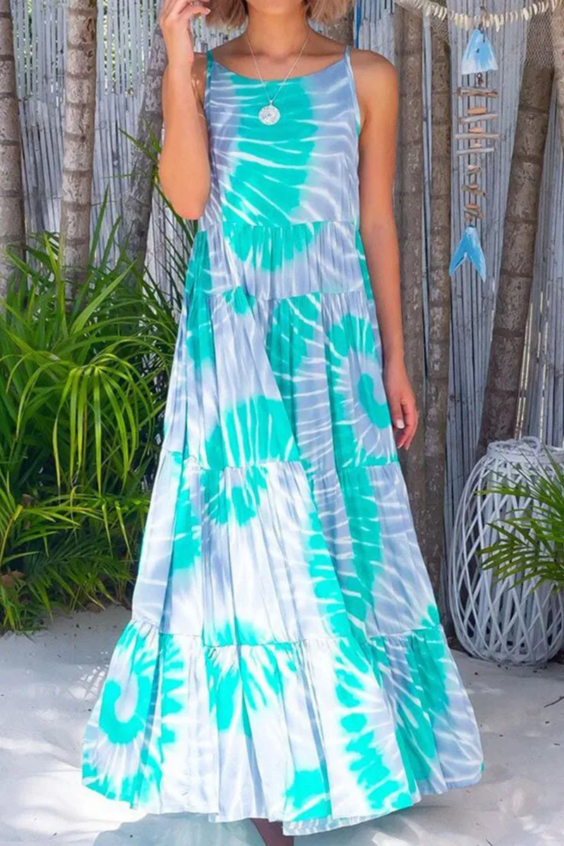 Casual Print Patchwork O Neck A Line Dresses