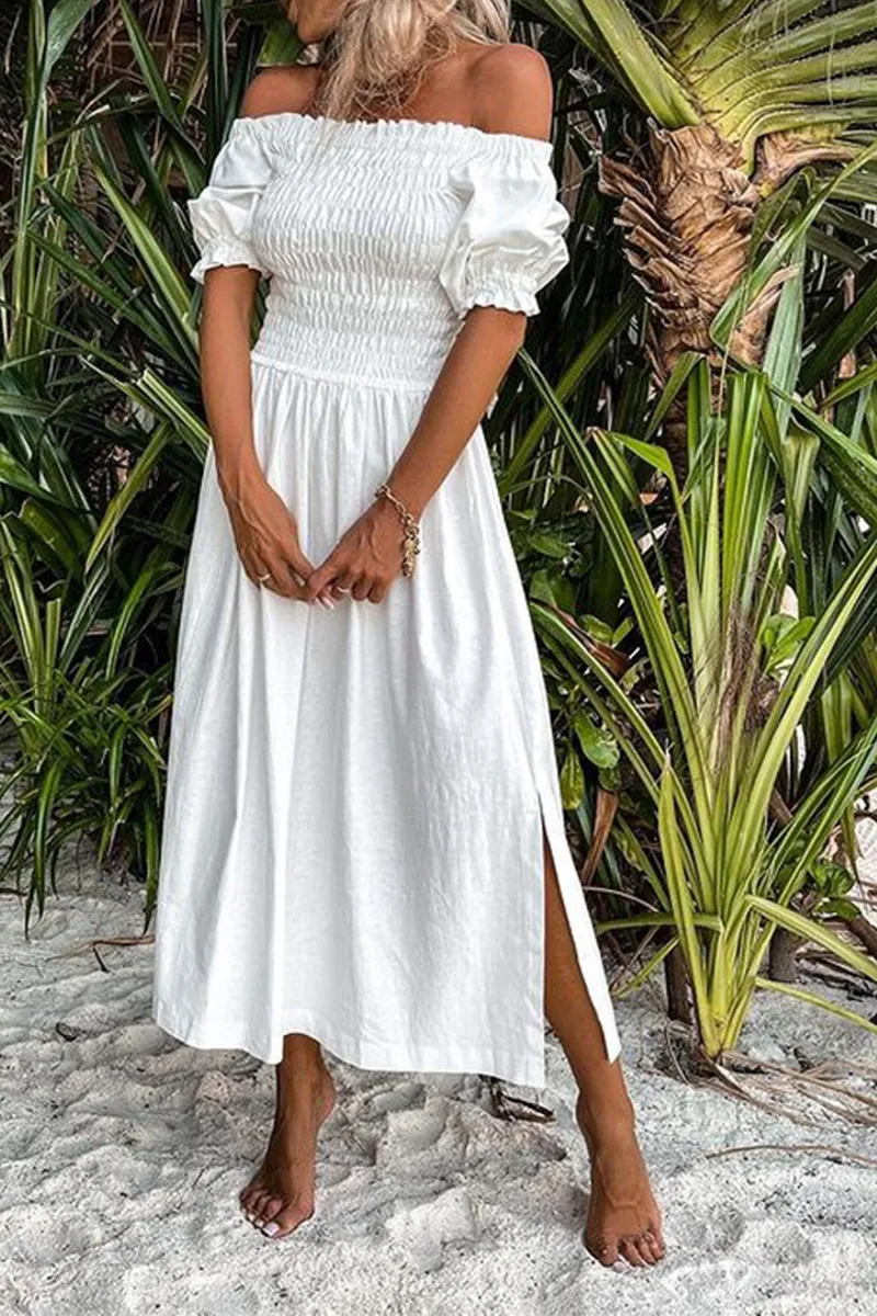 Casual Solid Off the Shoulder Straight Dresses