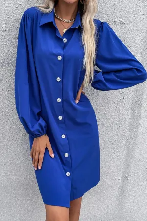 Casual Solid Patchwork Turndown Collar A Line Dresses