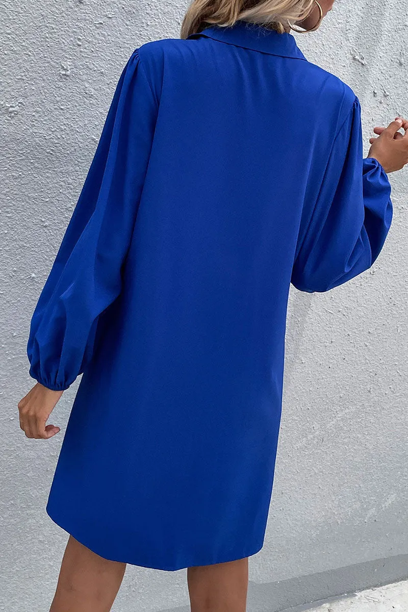 Casual Solid Patchwork Turndown Collar A Line Dresses