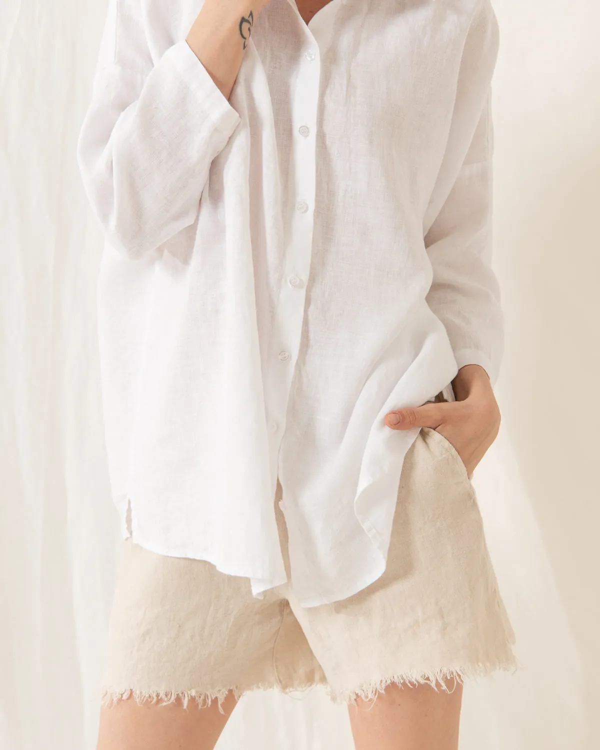 Cathy - Linen Blouse in White