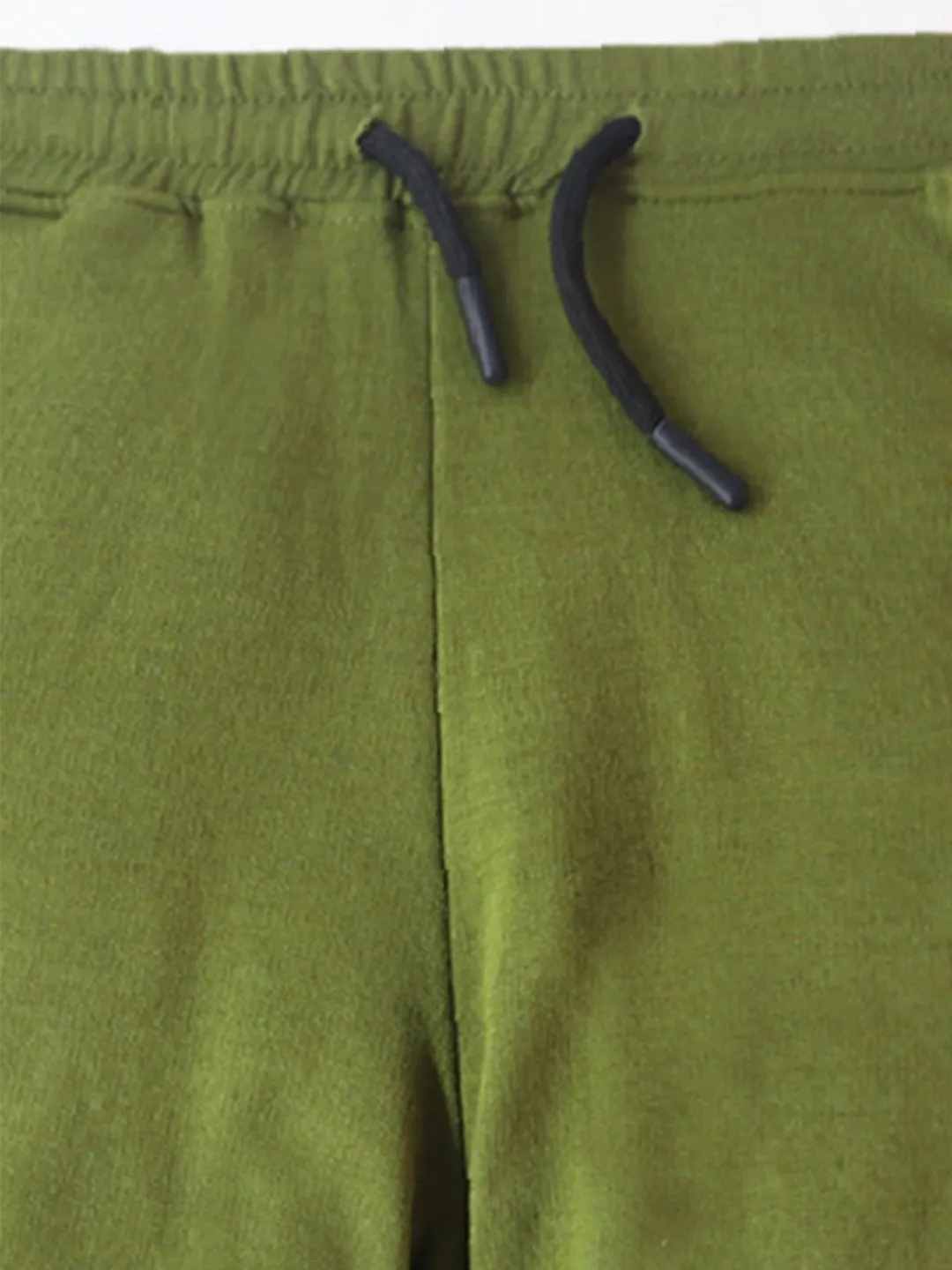 Cherry Crumble Olive Green Solid Cotton Blend Elasticated waist with Pockets Summer Shorts For Boys