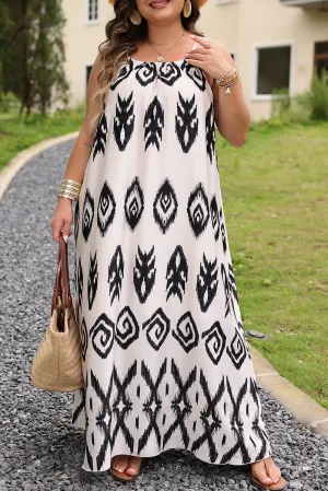 Chic & Flowy Plus-Size Western Print Halter Maxi Dress – Perfect for Any Occasion!