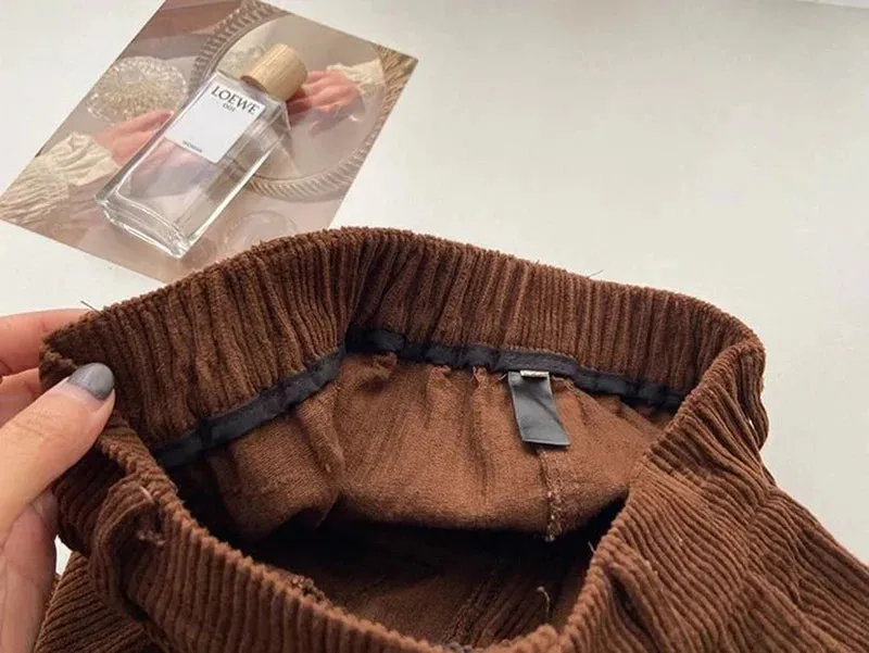 Chic Retro High Waist Corduroy Pants for Timeless Style