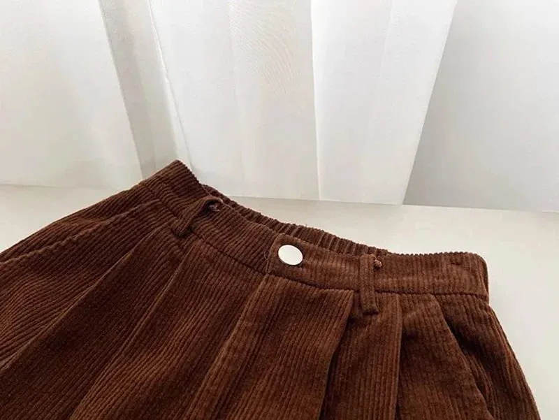 Chic Retro High Waist Corduroy Pants for Timeless Style