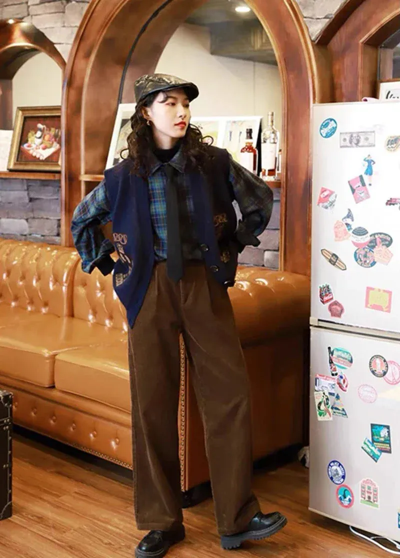Chic Retro High Waist Corduroy Pants for Timeless Style