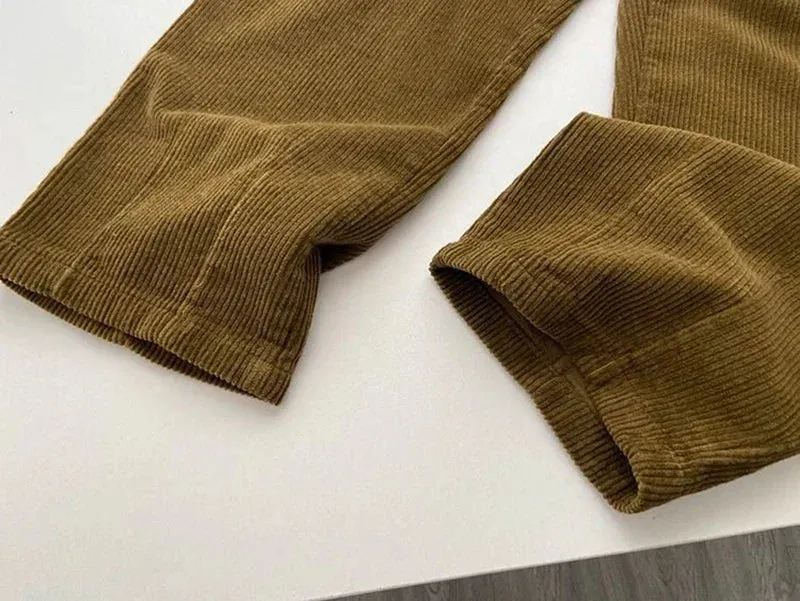Chic Retro High Waist Corduroy Pants for Timeless Style