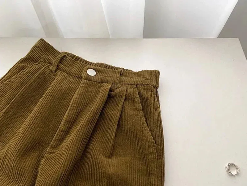 Chic Retro High Waist Corduroy Pants for Timeless Style