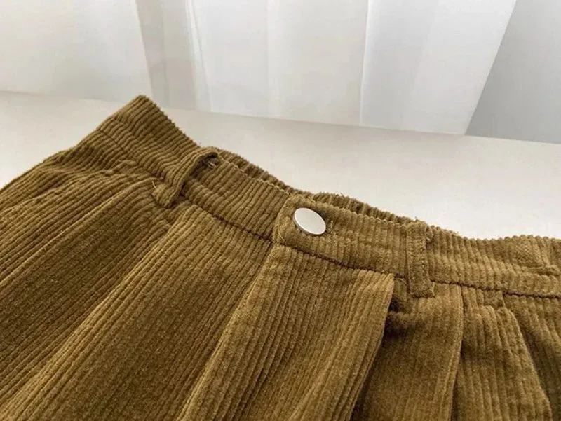 Chic Retro High Waist Corduroy Pants for Timeless Style