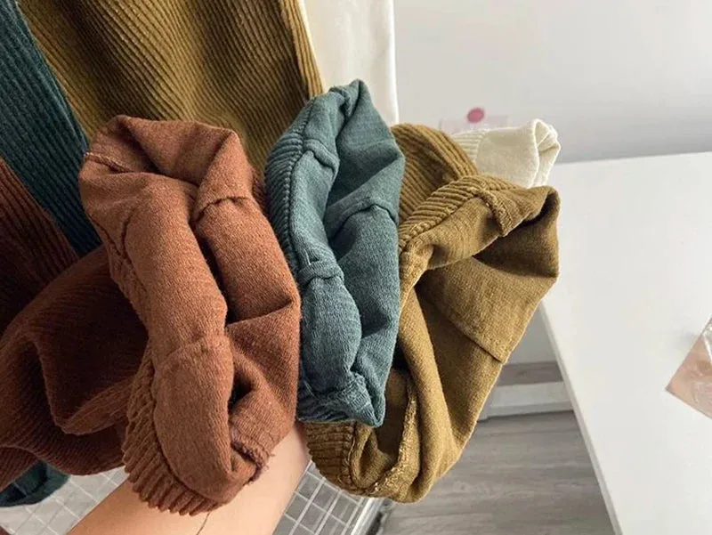 Chic Retro High Waist Corduroy Pants for Timeless Style