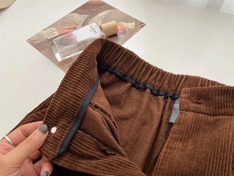 Chic Retro High Waist Corduroy Pants for Timeless Style