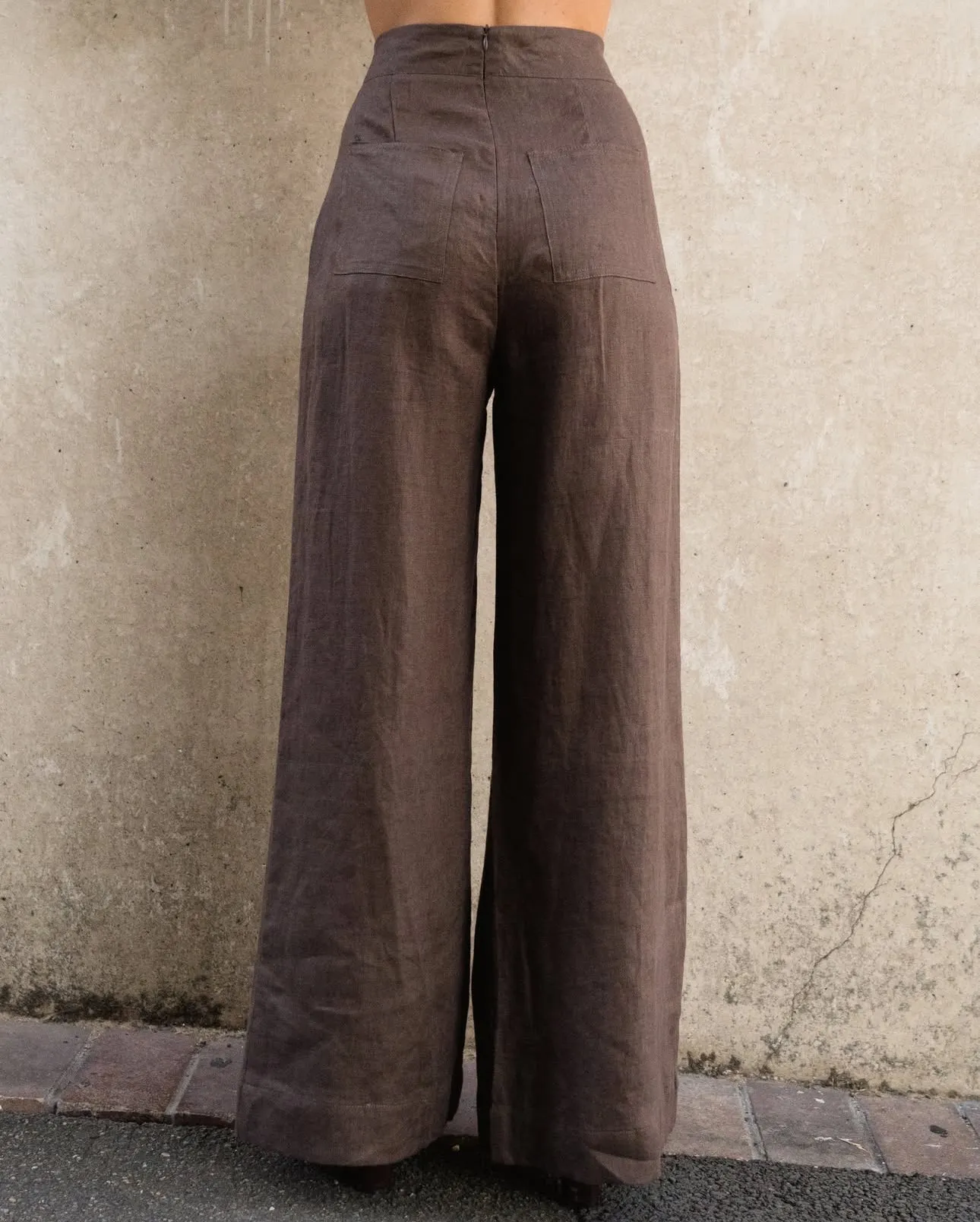 Chocolate Wide Leg Linen Pant