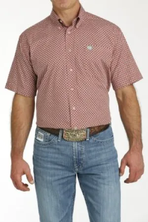 Cinch Men's Short Sleeve Geometric Print Button-Down Shirt - Red &  Turquoise