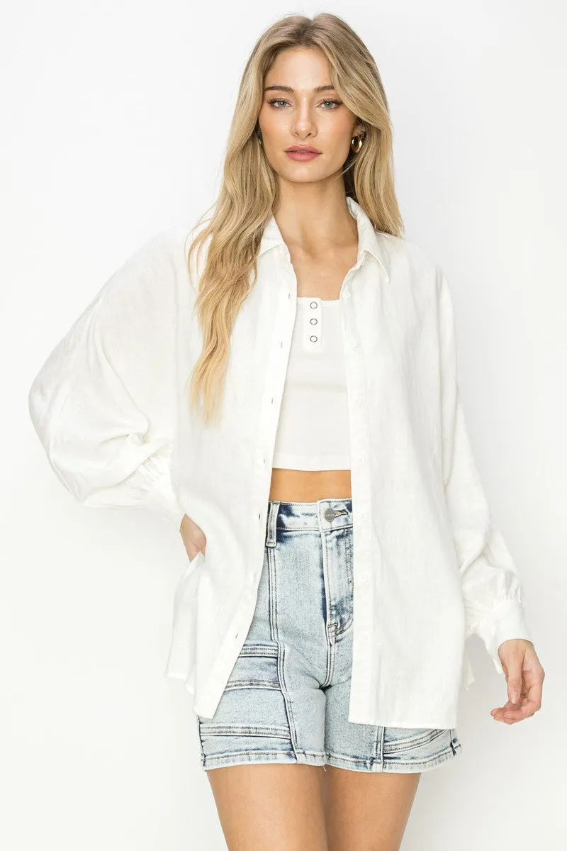 Claire Balloon Sleeve Linen Top
