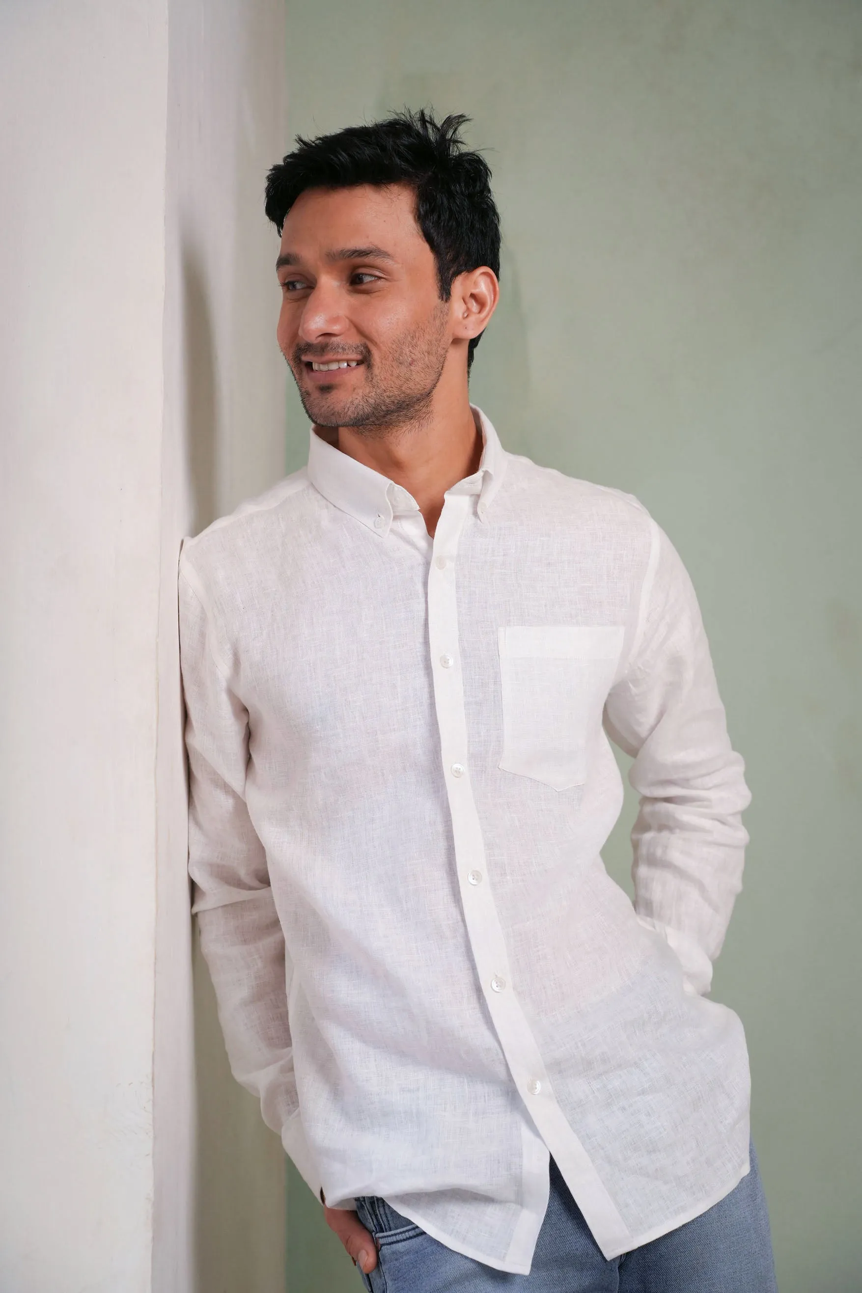 Classic White ·  Button Down Collar · Full Sleeve Shirt