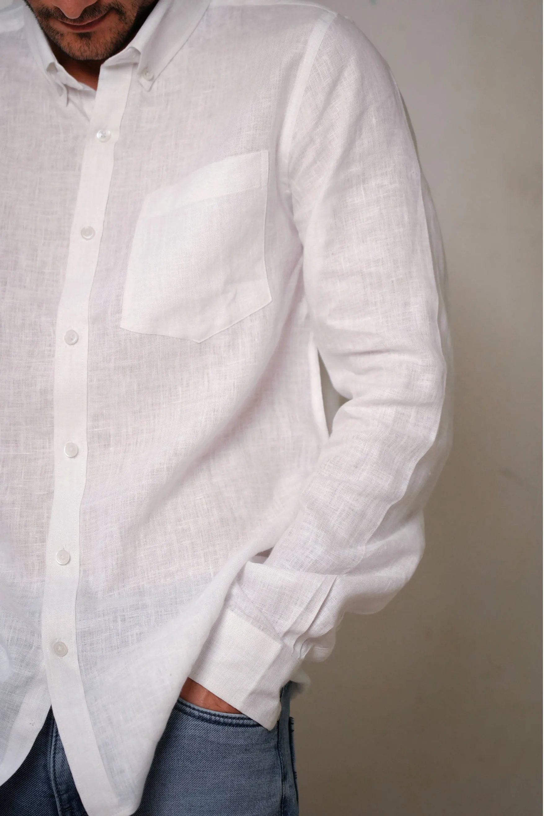 Classic White ·  Button Down Collar · Full Sleeve Shirt